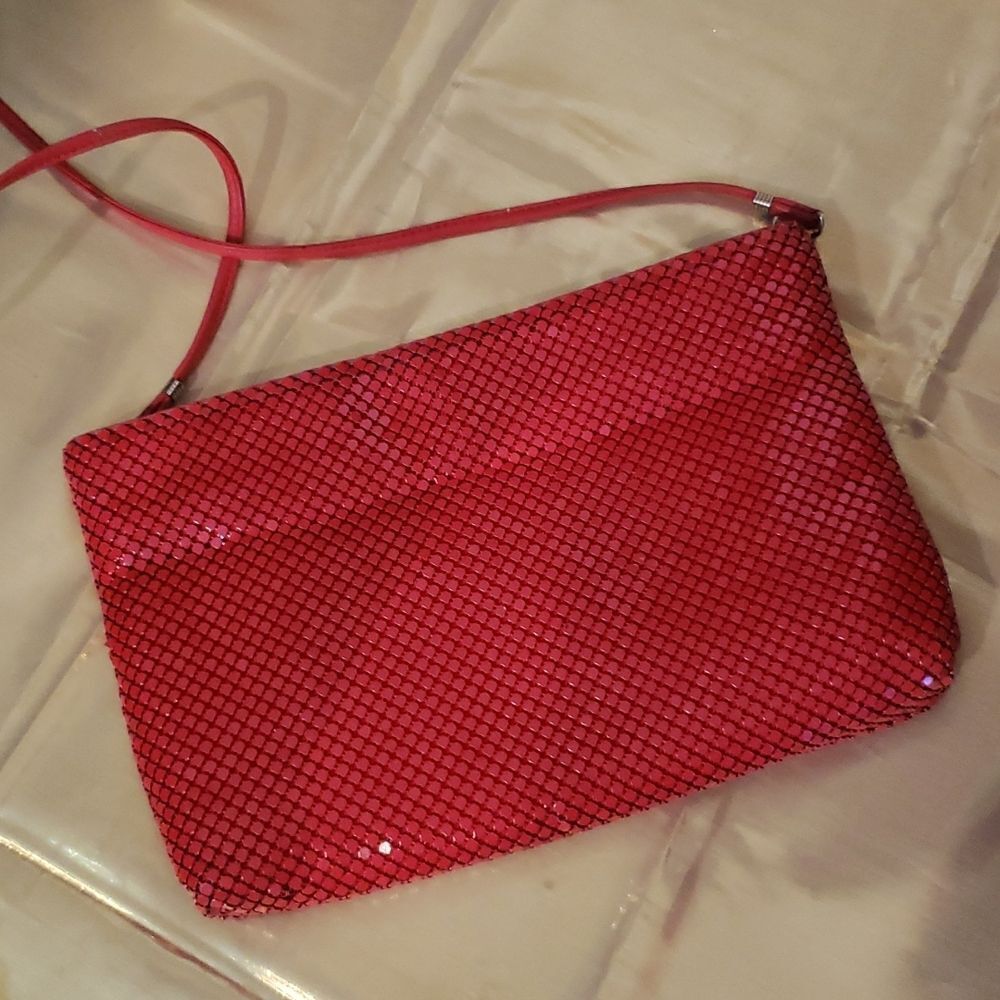 Whiting & Davis Bold Red Mesh Clutch Purse